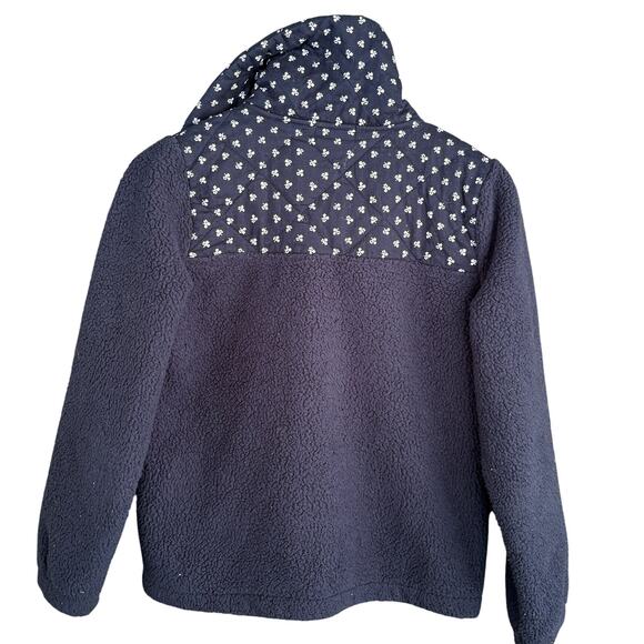 J.Crew Quilted Sherpa Fleece Zip Pullover XXS Floral Navy Blue BM370 J.Crew - Picture 4 of 6
